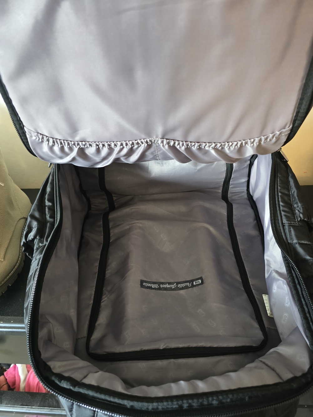 Black Lined Black Travel Backpack